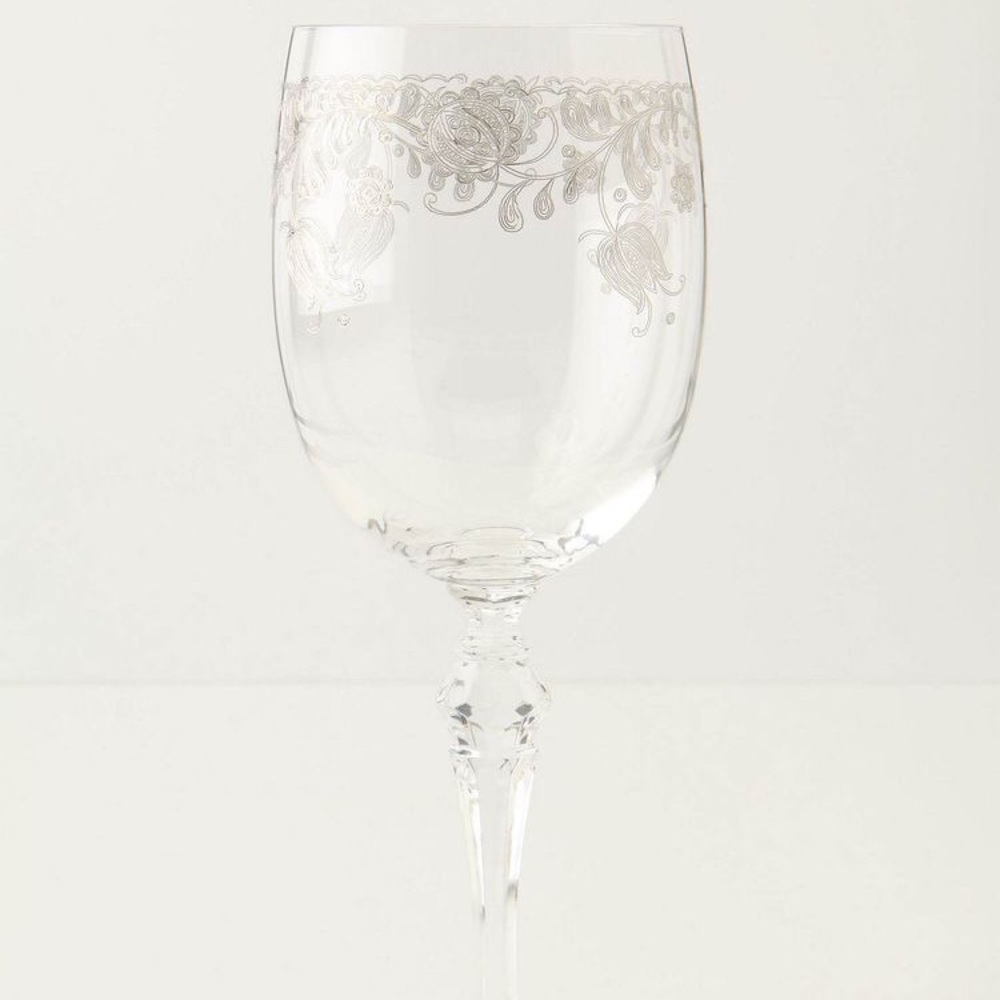 Anthro Set of 4 Platinum Petals Stemware